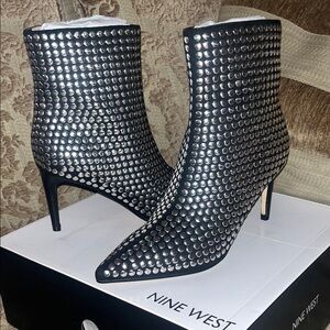 Nine West Metallic Studded Ankle Boots